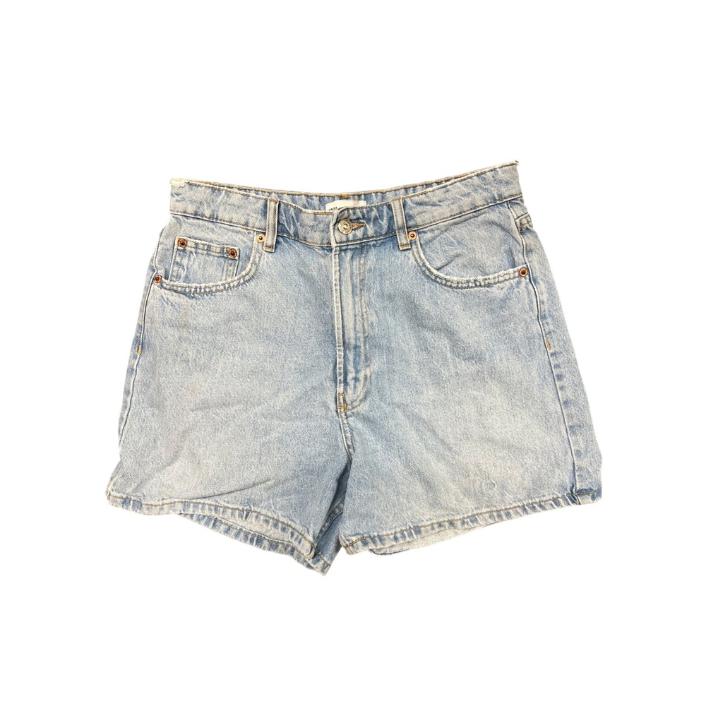 Zara High Waisted Light Wash Denim Shorts Size 8 Cotton Light Blue